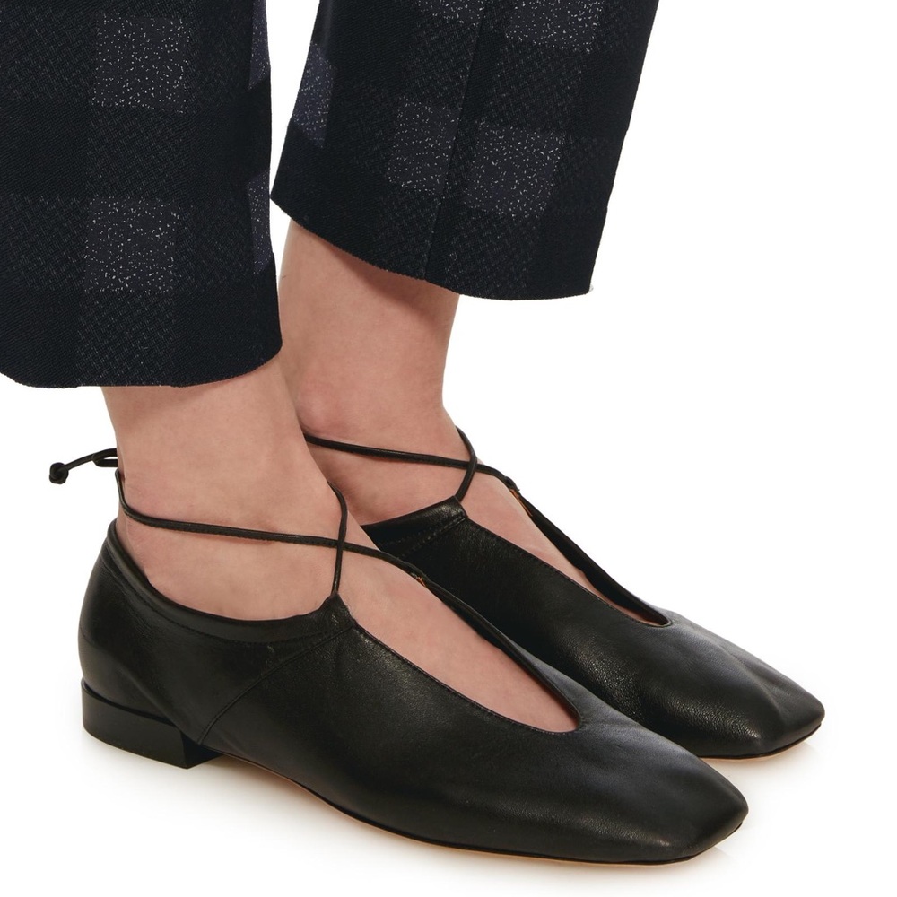 Rosetta Getty Square Toe Lace Up Flat